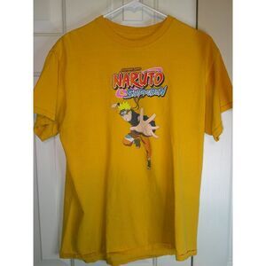 Vintage Naruto Shippuden Anime Graphic T-Shirt Character Print Yellow Cotton‎ M